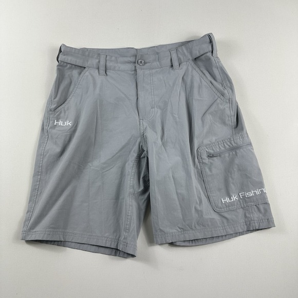 HUK Next Level Shorts Cargo Mens Large Gray 7"‎ Fishing Outdoor Adjustable Waste - Picture 1 of 6